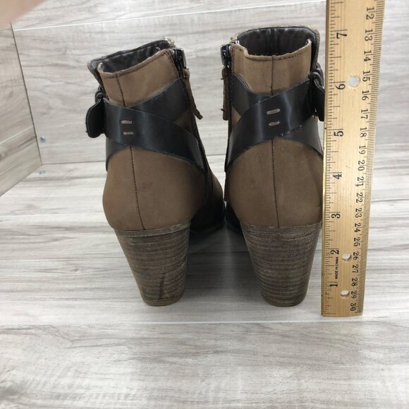 Franco Sarto Ankle Boots Womens 8M Dotty Brown Leather Zip Booties - Picture 8 of 11